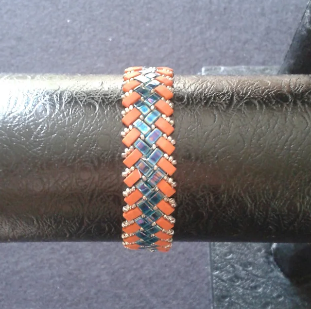 Bracelet half tilas double orange et bleu 