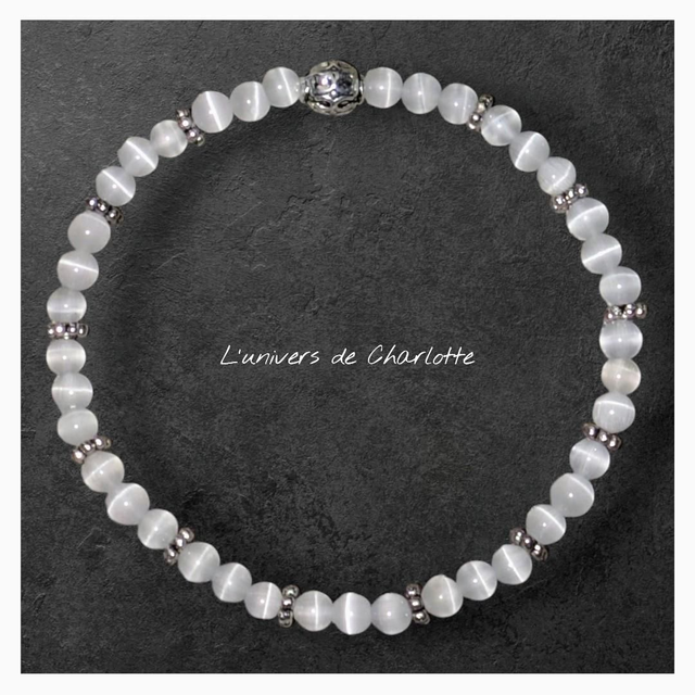 Bracelet &quot;Pierre de lune&quot; 4mm BR-113