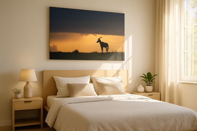 Antilope al tramonto Stampa Fine-Art su carta cotone Hahnemūhle Photo Rag Ultra Smooth 305 gr montata su pannello piuma spessore 15 mm