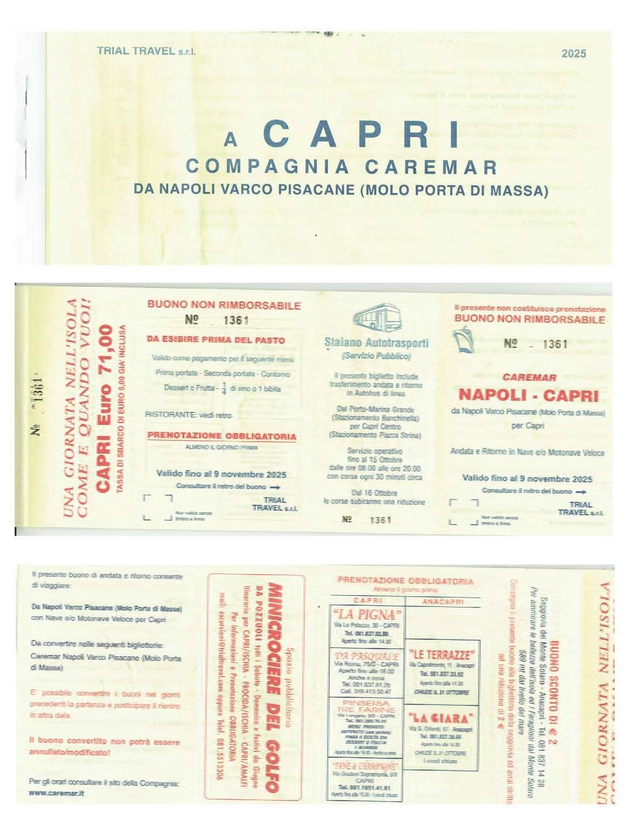 Gite Giornaliere CAPRI  CAREMAR DA NAPOLI PORTO DI MASSA