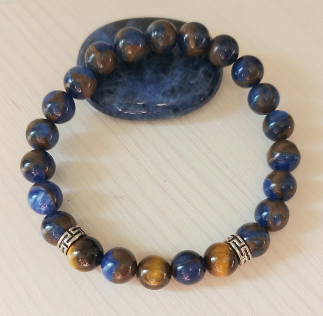 Jaspe bleu foncé doré et Oeil de Tigre