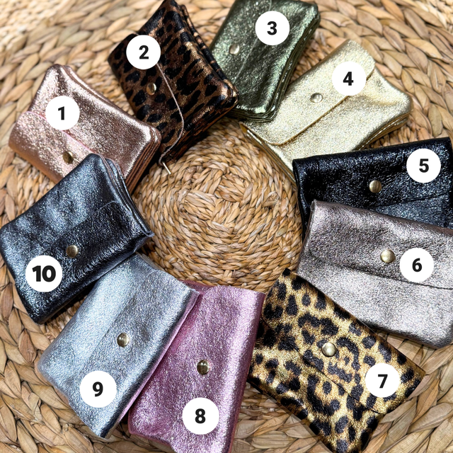 Porte-monnaie cuir doubles poches - petit modèle - couleur au choix