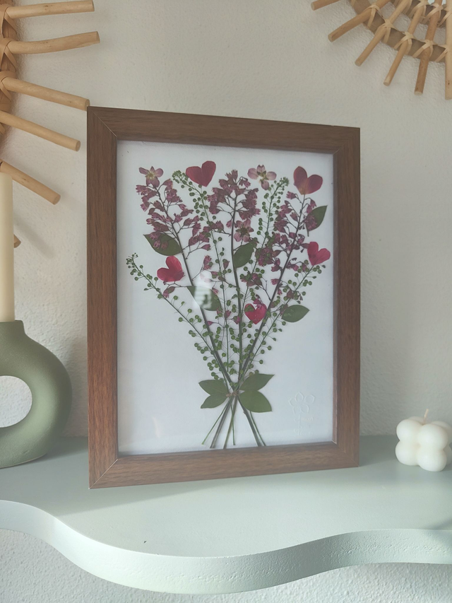 Herbier bouquet coeurs 18X24 cm