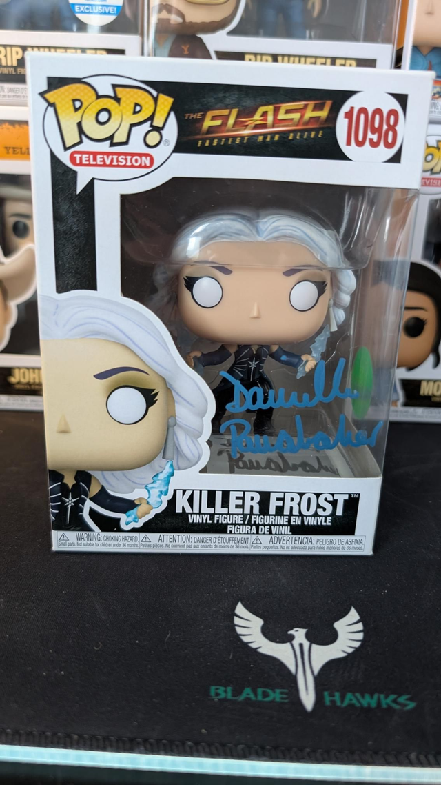 Funko Pop DC The Flash Killer Frost 1098 Signed By Danielle Panabaker with Monopoly Events Authentication Sticker 