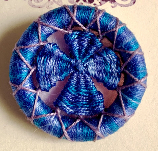 Dorset Button Brooch, Blue Maltese Cross