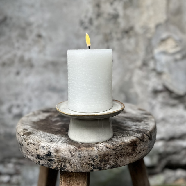 Kandelaar wit met bruin accenten 