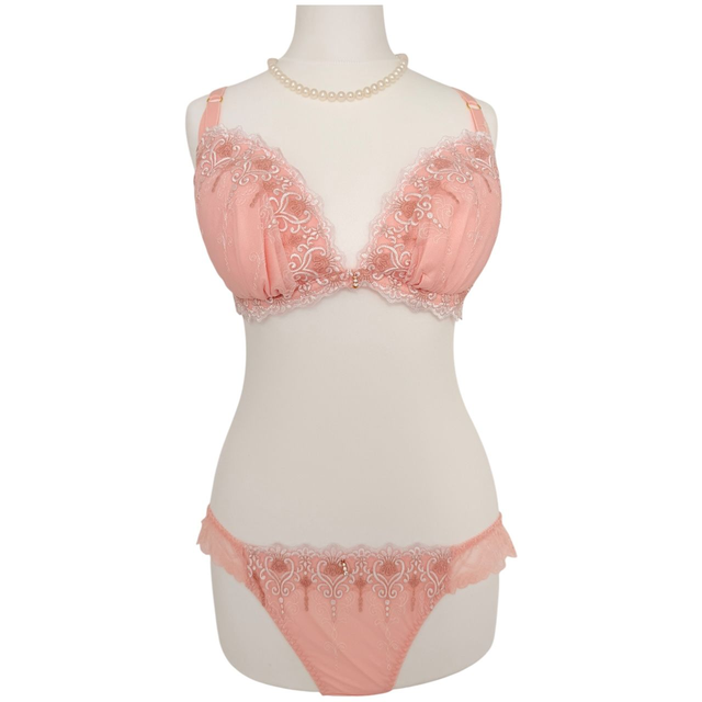 Peachy Pink Japanese Bra + Underwear Set UK 34DD 