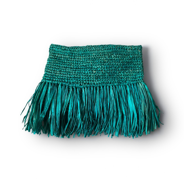 Pochette en raphia vert| Raffia Straw Clutch - Green