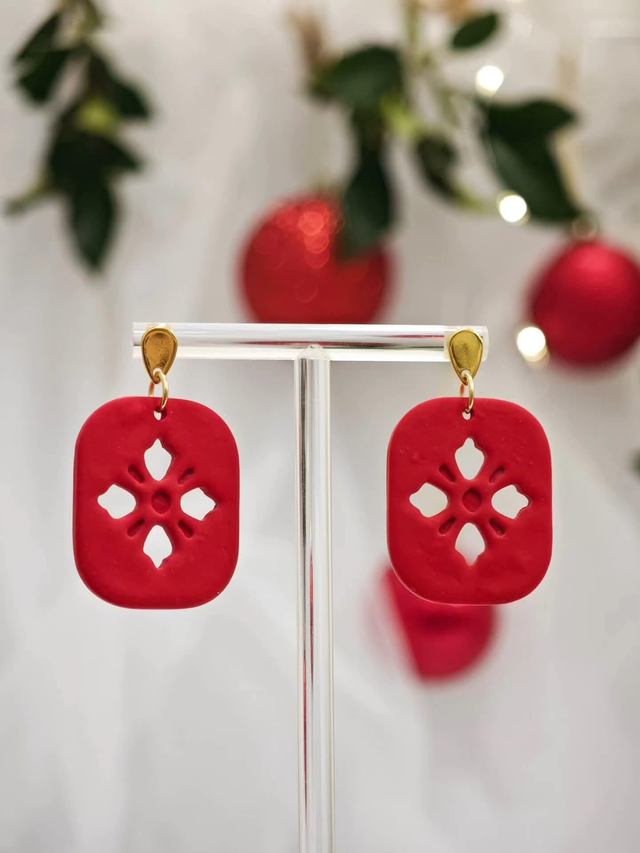 Praznična kolekcija - Veliki rdeči uhani