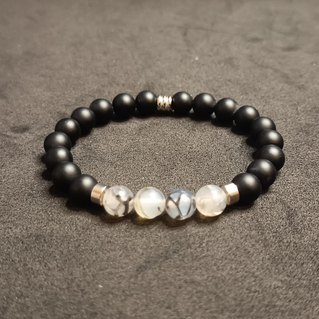 Onyx dépoli &amp; Agate veine de dragon