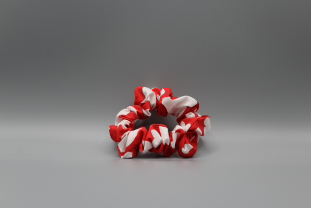 Red with white hearts hair scrunchie