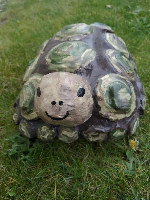TORTUE DE TERRE, papier mâché, fait main, décoration ou cadeau unique, 32 cm