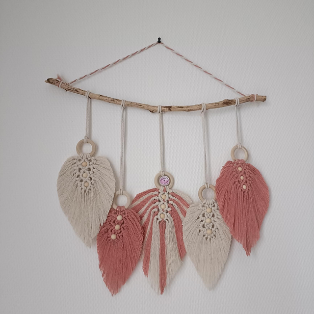 Feuilles macramé murale 