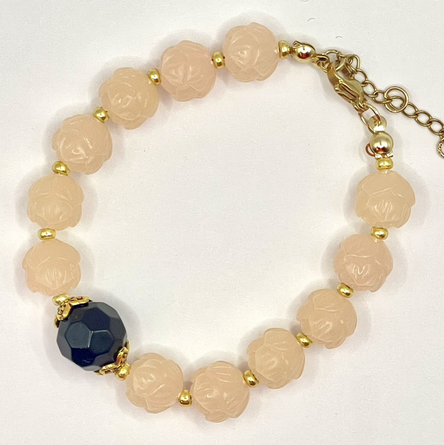 B124 - Bracelet perle résine saumon 