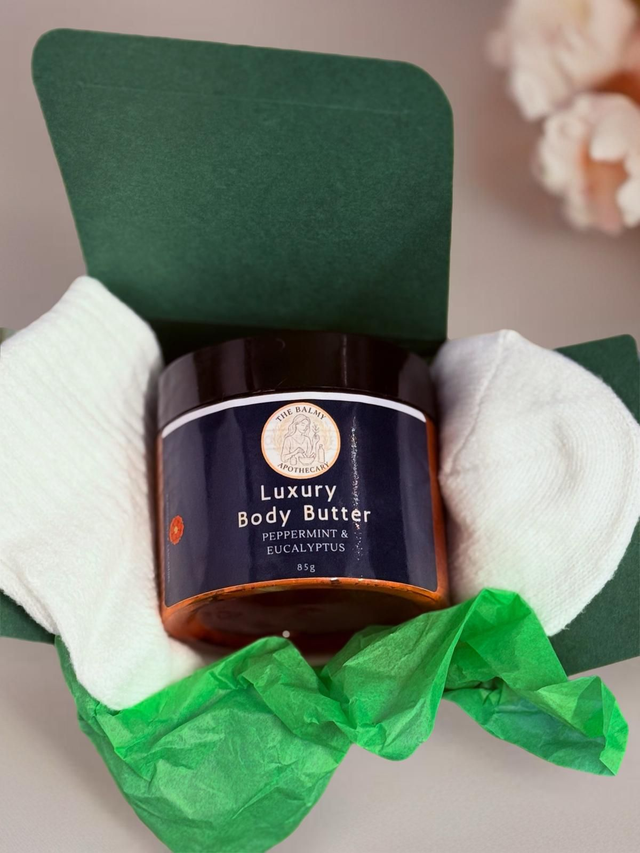 Body &amp; Foot Butter (85g) - Peppermint &amp; Eucalyptus, with pair of Cashmere socks