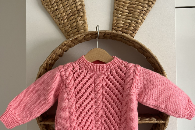 Pink hand knitted jumper