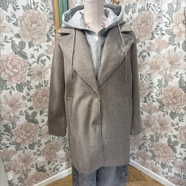 Manteau mi-long Beige-3616