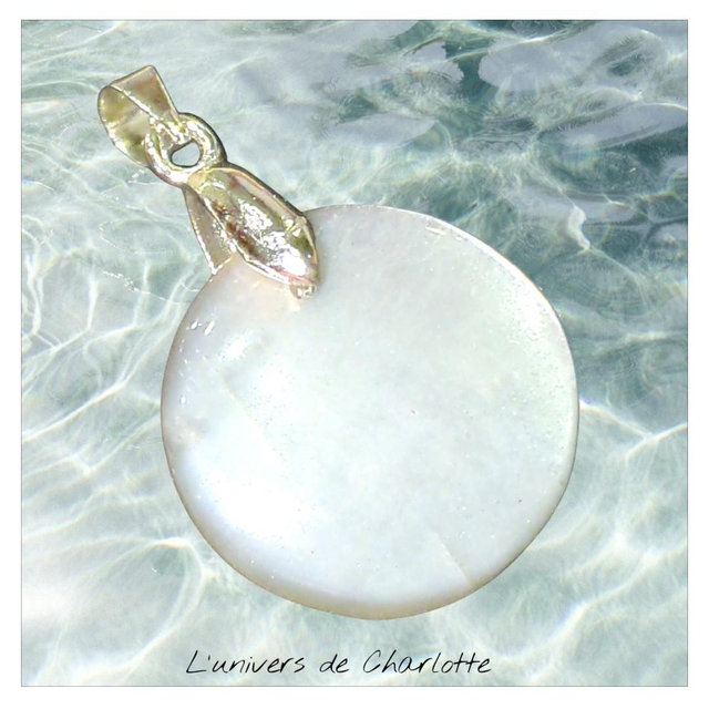 "Pierre de lune" - Pendentif sur cordon - PN-062