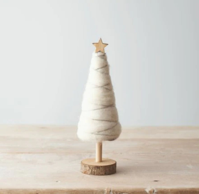 Wooden and Woollen Tree Decorations, 30cm