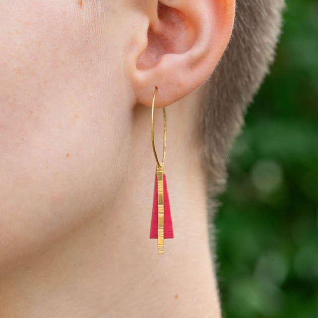 Boucles d'oreilles Tria - Doré, rouge