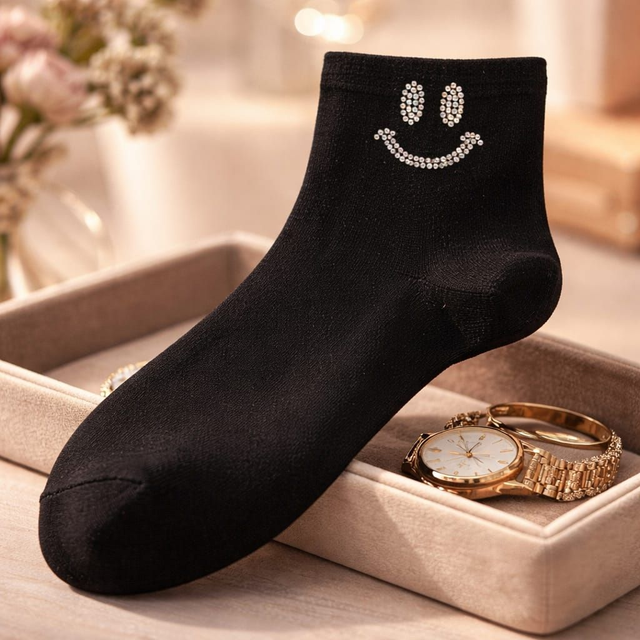 Socken mit Strass (Gr. 36-41/42) onesize - Smile