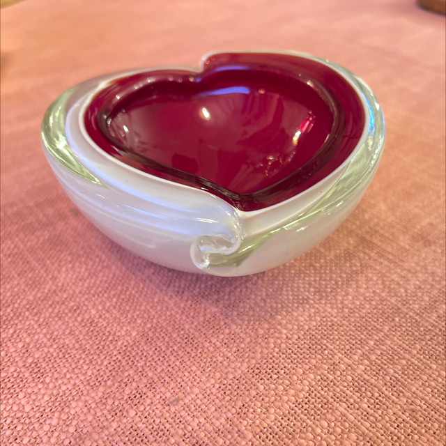 Murano Schale rot weiss Opalglas 