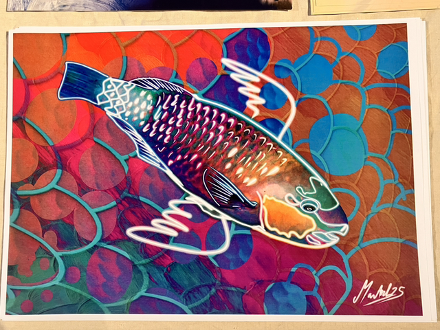 AFFICHE POISSON PERROQUET 30x42cm