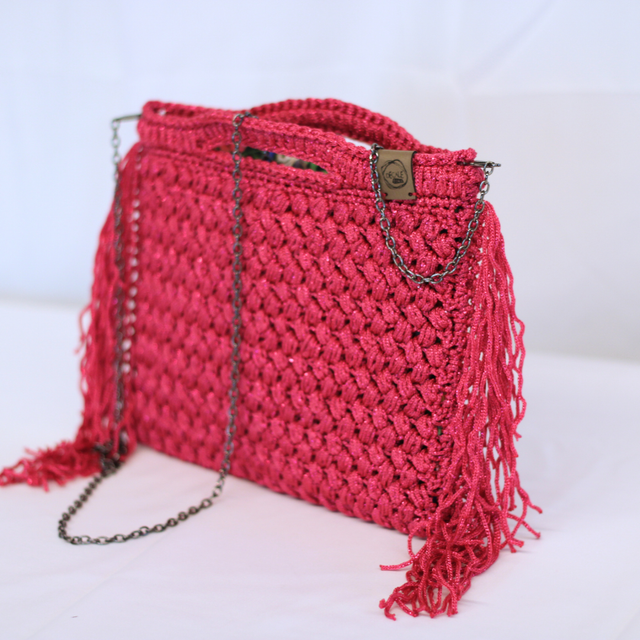 Sac Pochette Pepette rose fuchsia pailleté