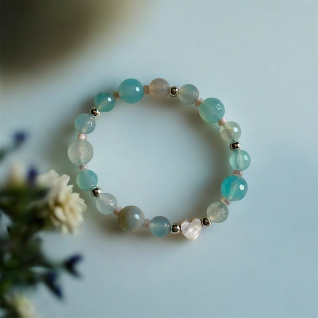 Bransoletka błękitny agat 