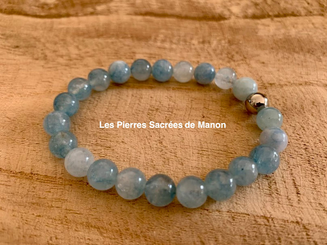 Bracelet Aigue-Marine - Perles de 8mm