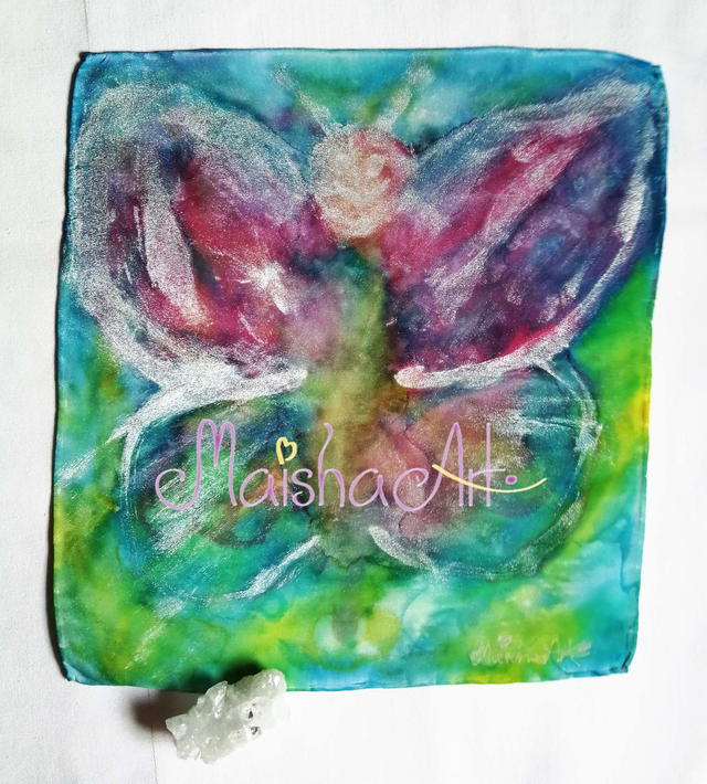 Unikaten, Ročno poslikan Svilen Robček, Metulj