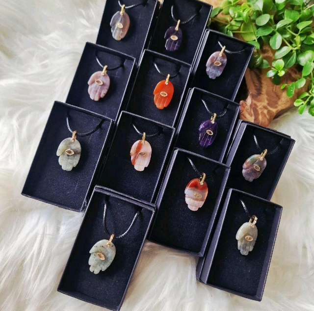 Hamsa Hand Pendants in box