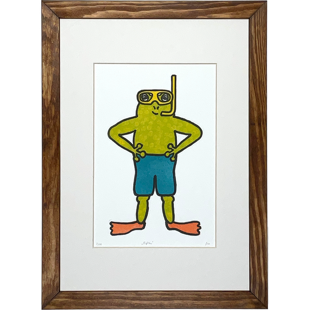 Linoldruck "Alpheus" Frosch 21x30cm