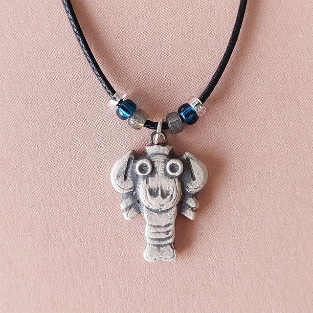 Lobster necklace -  lobster pendant - lobster charm - ceramic lobster bead