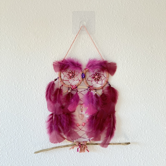 Hibou vibratoire quartz rose 40x40cm