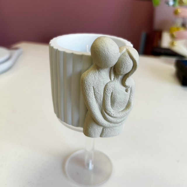 Portacandela cemento coppia