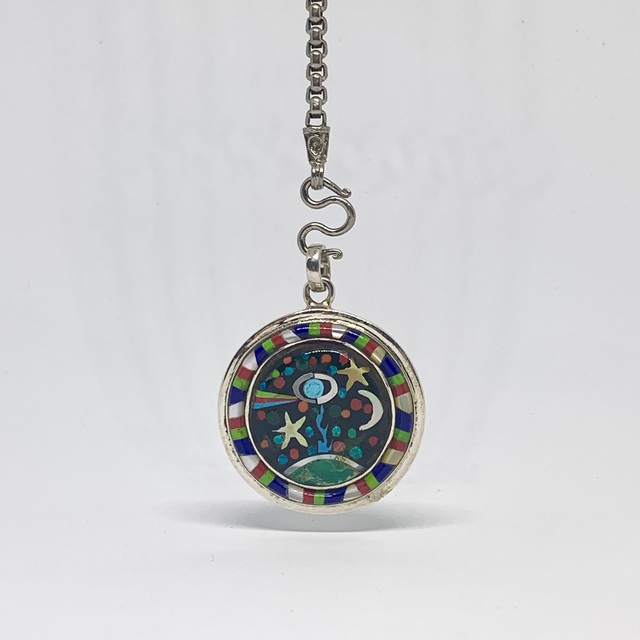 Pendentif Galaxy NACRE EYE argent massif et pierres naturelles 