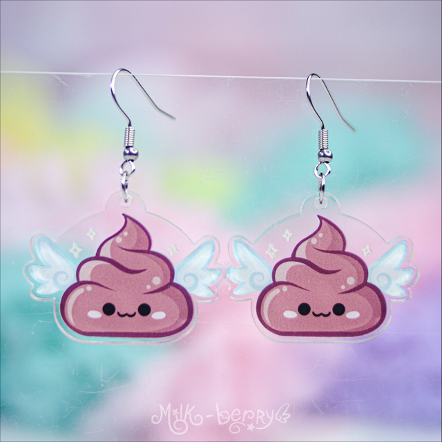 Boucles d'Oreilles Acrylique Caca Kawaii