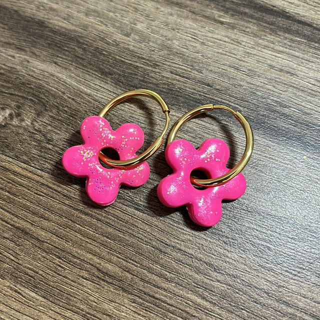 Pampilles roses pailletées