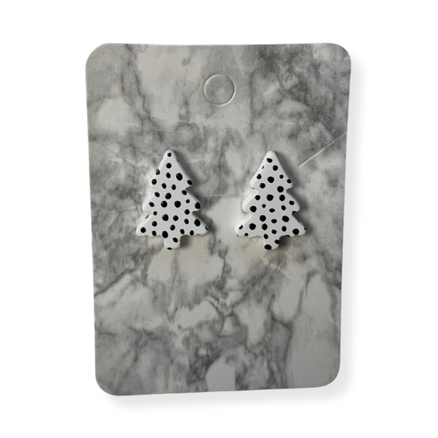 Christmas tree studs - black and white