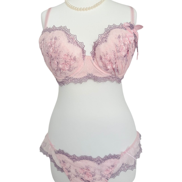 Pink and purple Japanese Bra + Underwear Set UK 34DD  