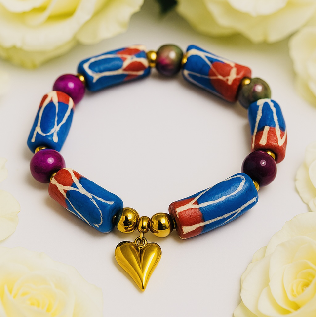 Boho Armband met Gouden Hart | Handgemaakt & Kleurrijk 