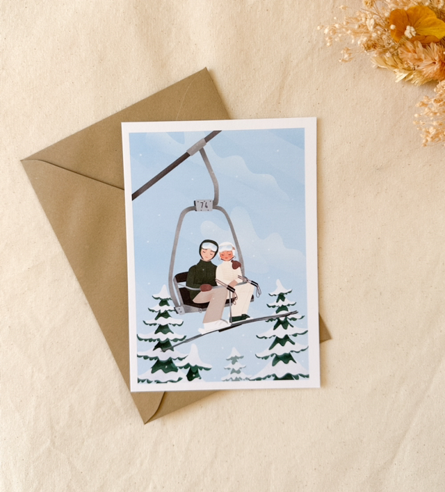 Carte Couple sur télésiège