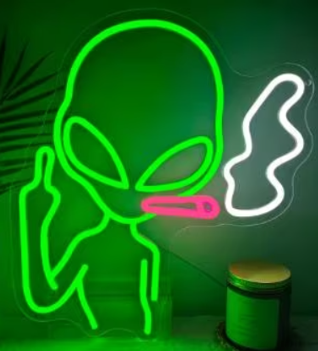 LED lamp neon stijl Alien met joint (38x34cm)