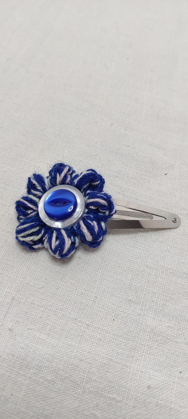 Barrette clic clac Vichy Bleu Marine