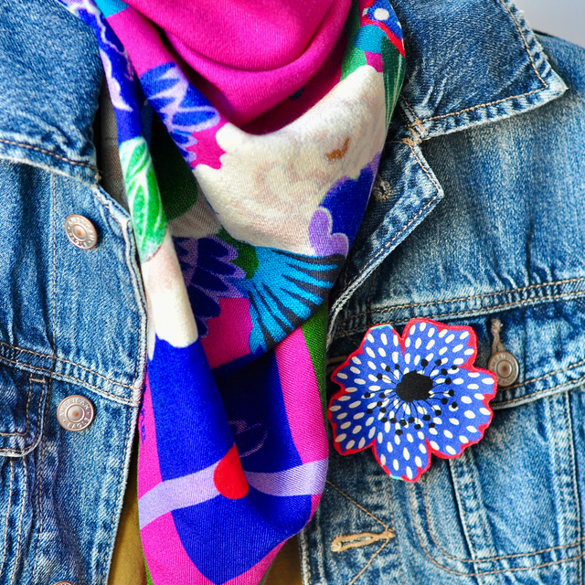 Broche Fleur DOTTY Bleue