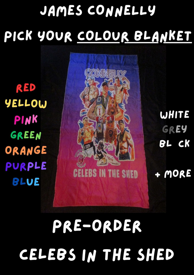 James 'The Truth' Connelly Bare Knuckle Boxer Picture Blanket (White Logo)(75cm x 150cm) PRE-ORDER 