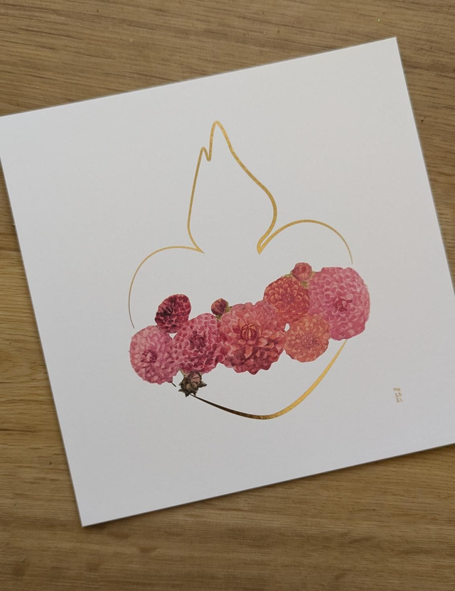 Carte ex-voto dahlias