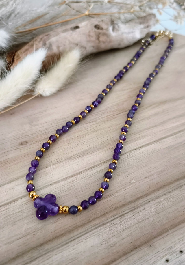 A Collier "Trèfle" Améthyste
