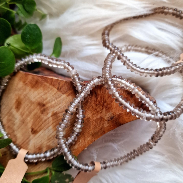 Smokey Quartz Disc Shaped Beaded Bracelet 